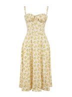 Crisp Cotton Floral Midi Dress Sunshine Yellow Limited Edition