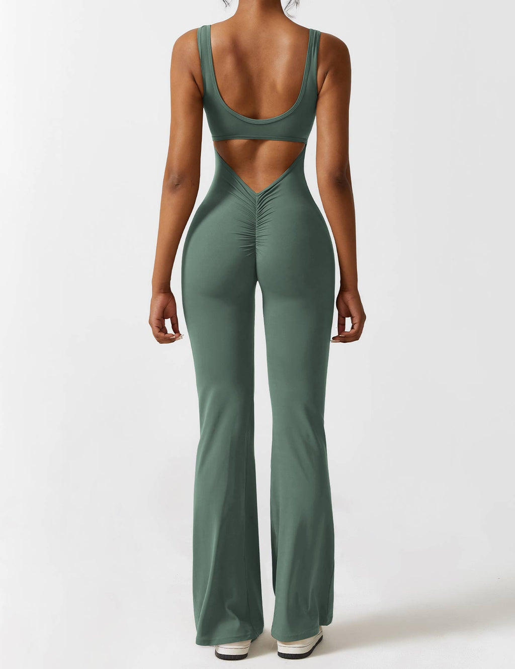 Livia Flared Jumpsuit Crepe Luxe Collection V Back Exclusive