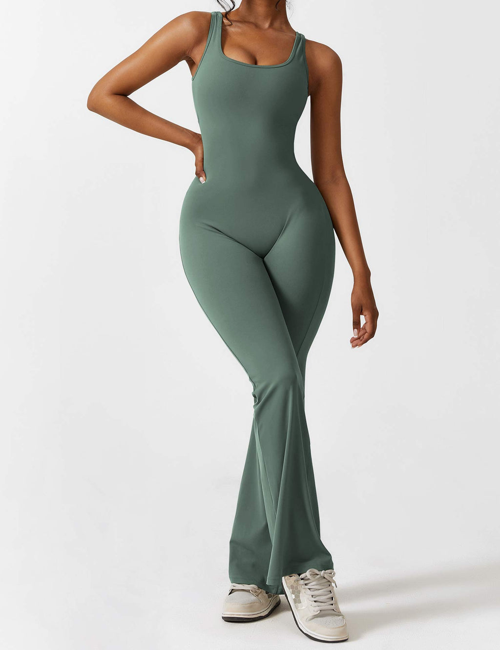 Livia Flared Jumpsuit Crepe Luxe Collection V Back Exclusive