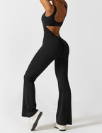 Livia Flared Jumpsuit Crepe Luxe Collection V Back Exclusive