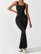 Livia Flared Jumpsuit Crepe Luxe Collection V Back Exclusive