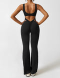 Livia Flared Jumpsuit Crepe Luxe Collection V Back Exclusive
