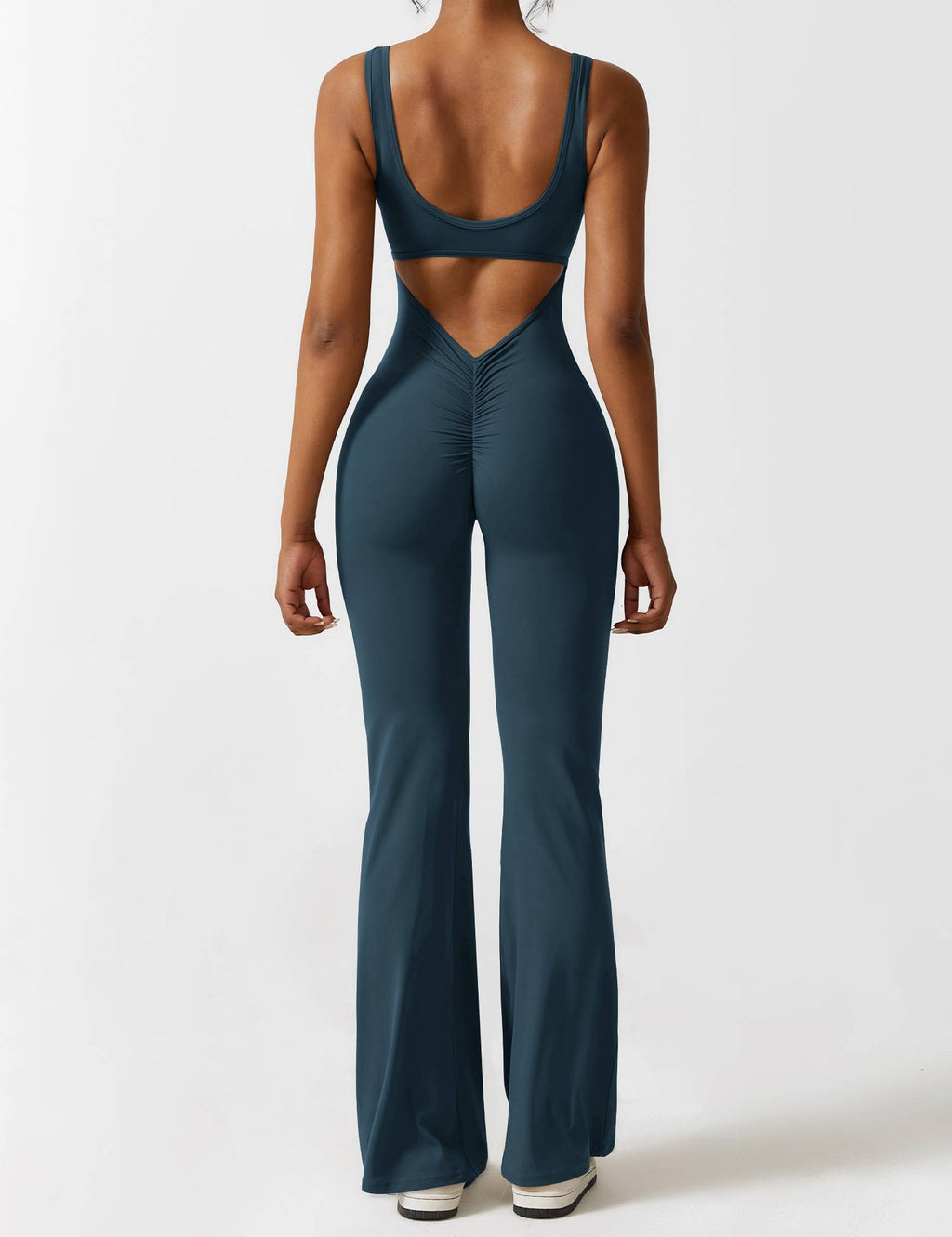 Livia Flared Jumpsuit Crepe Luxe Collection V Back Exclusive