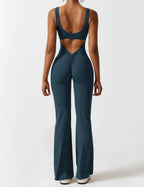 Livia Flared Jumpsuit Crepe Luxe Collection V Back Exclusive