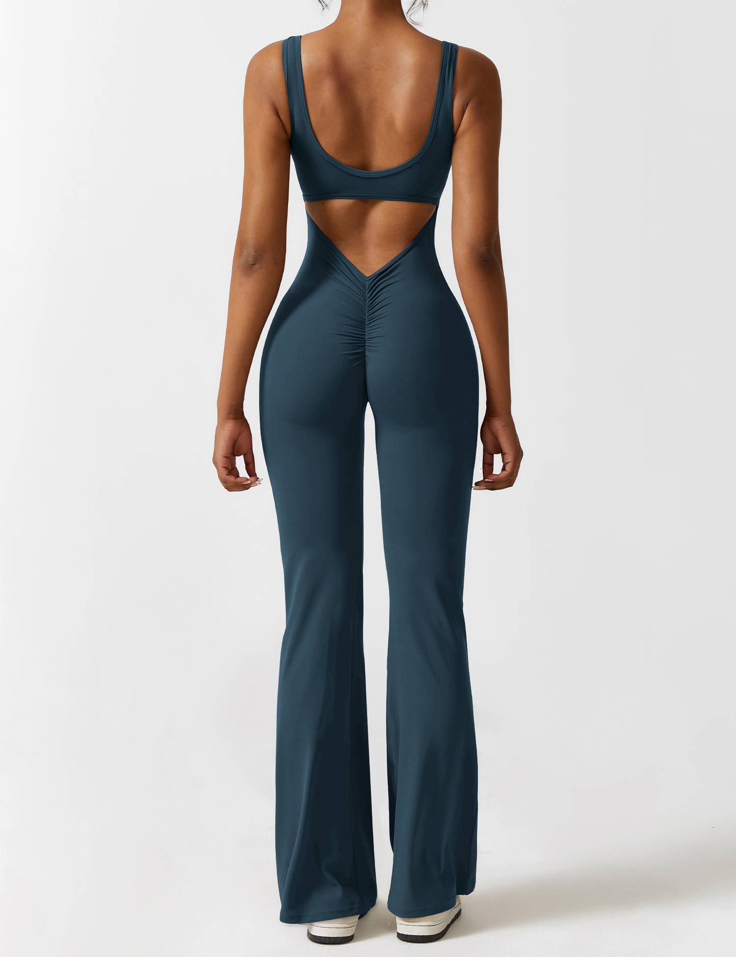 Livia Flared Jumpsuit Crepe Luxe Collection V Back Exclusive