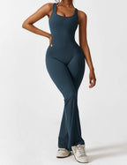Livia Flared Jumpsuit Crepe Luxe Collection V Back Exclusive