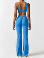 Livia Flared Jumpsuit Crepe Luxe Collection V Back Exclusive