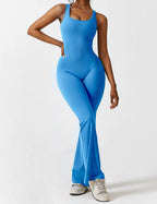Livia Flared Jumpsuit Crepe Luxe Collection V Back Exclusive