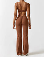 Livia Flared Jumpsuit Crepe Luxe Collection V Back Exclusive