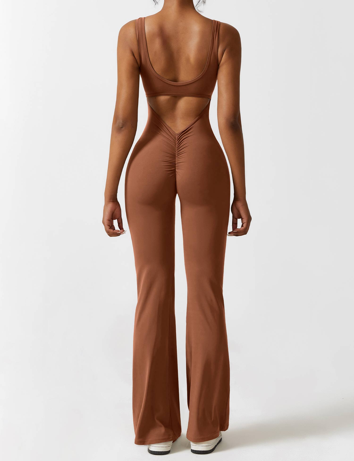 Livia Flared Jumpsuit Crepe Luxe Collection V Back Exclusive