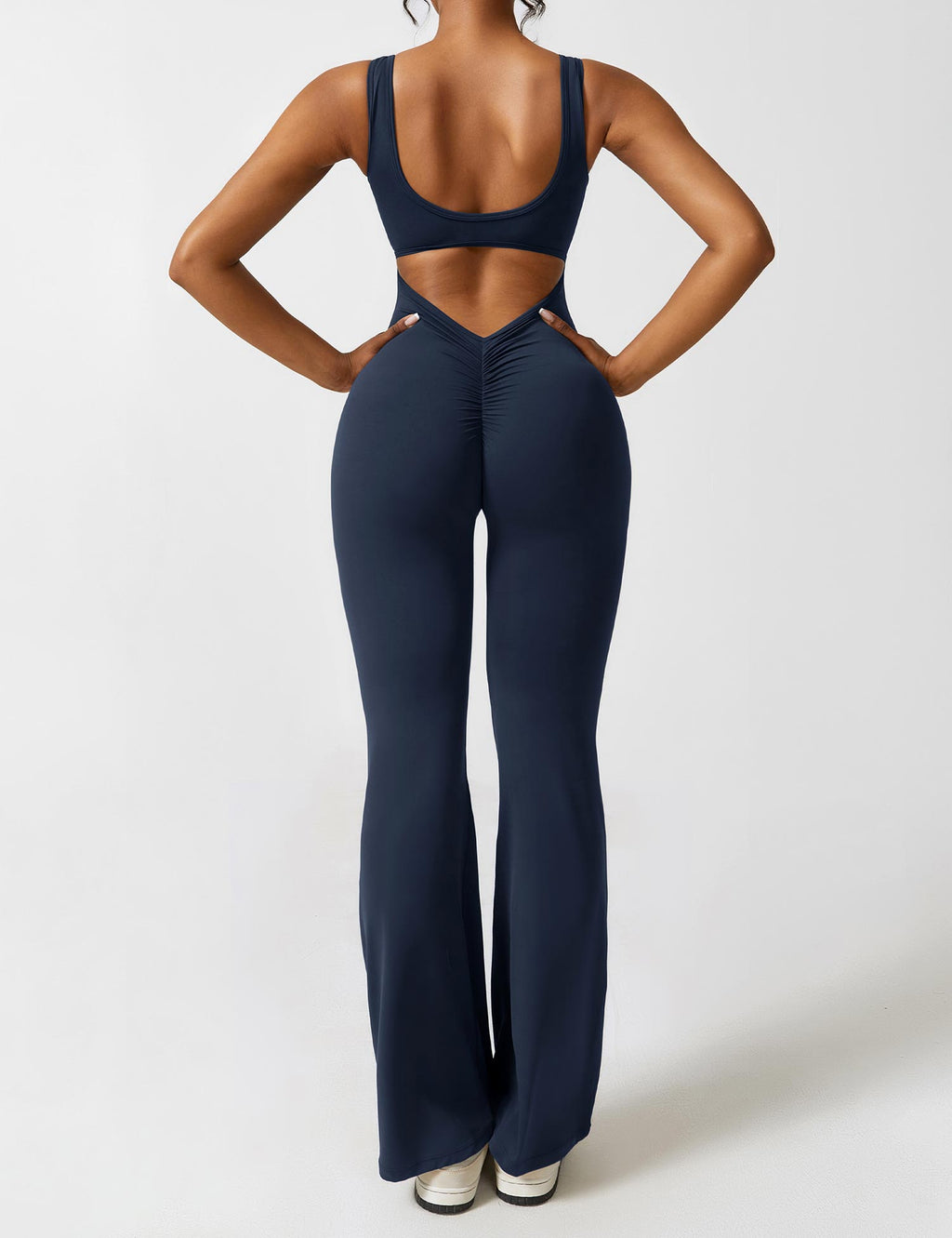 Livia Flared Jumpsuit Crepe Luxe Collection V Back Exclusive