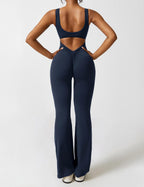 Livia Flared Jumpsuit Crepe Luxe Collection V Back Exclusive