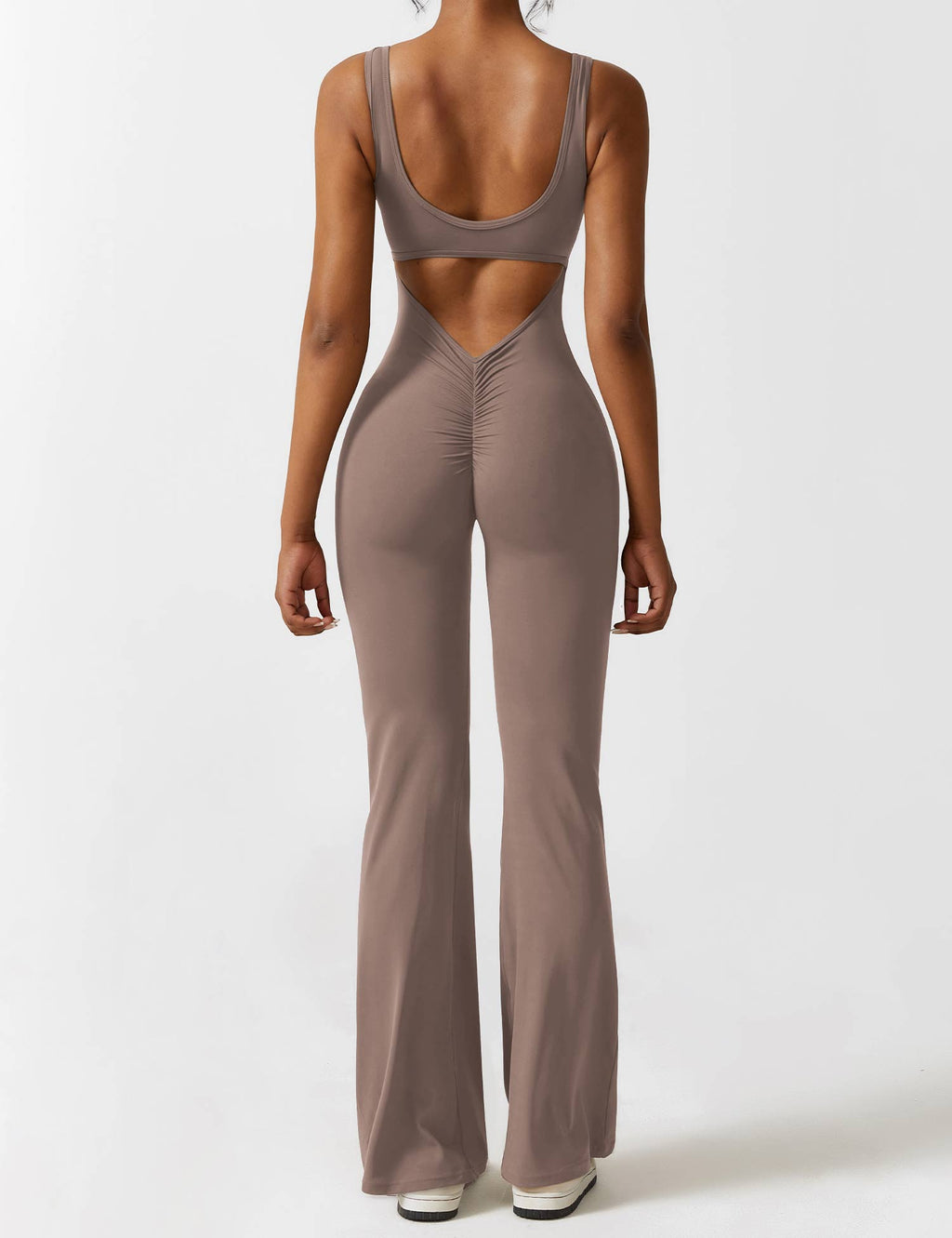 Livia Flared Jumpsuit Crepe Luxe Collection V Back Exclusive