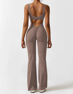 Livia Flared Jumpsuit Crepe Luxe Collection V Back Exclusive