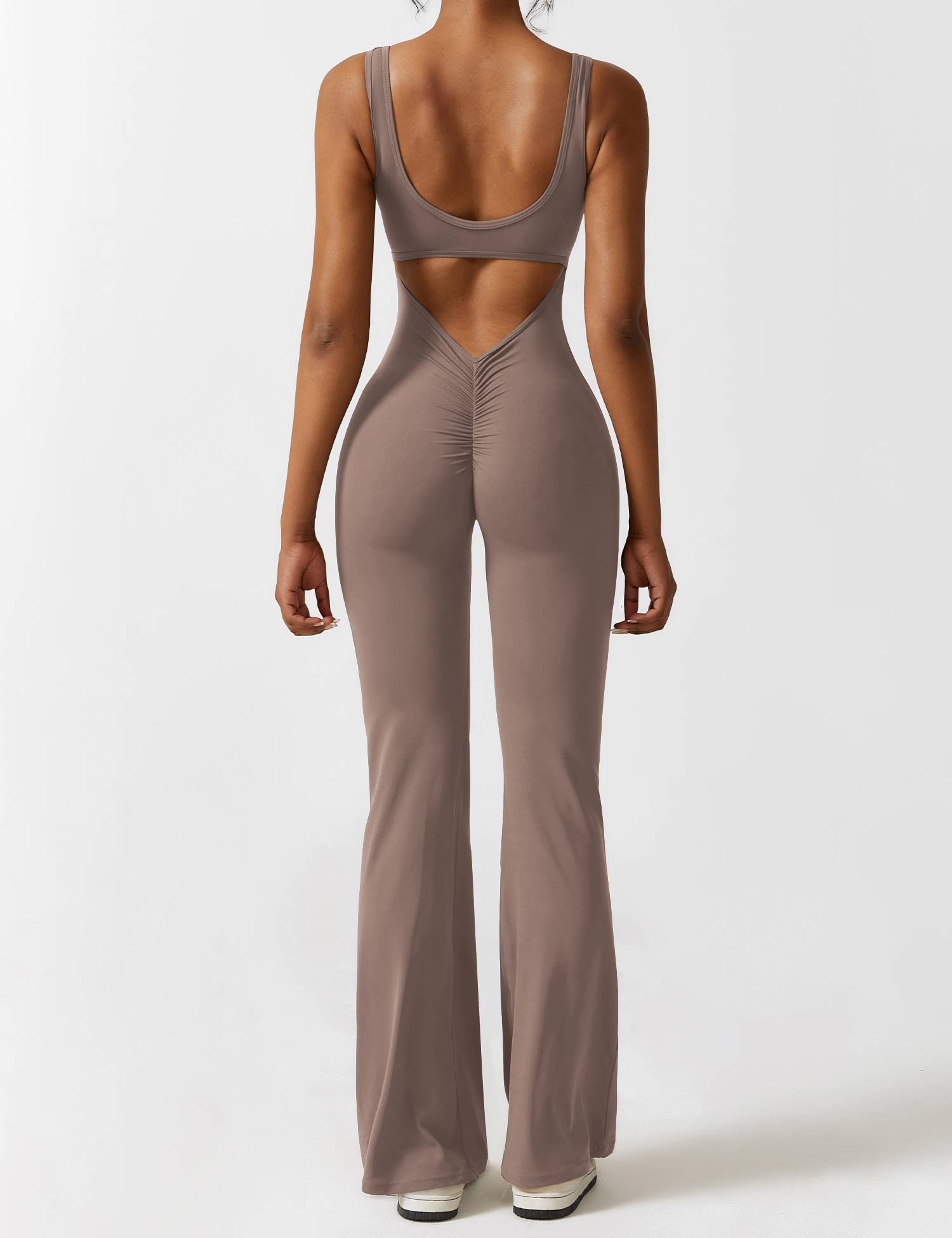 Livia Flared Jumpsuit Crepe Luxe Collection V Back Exclusive