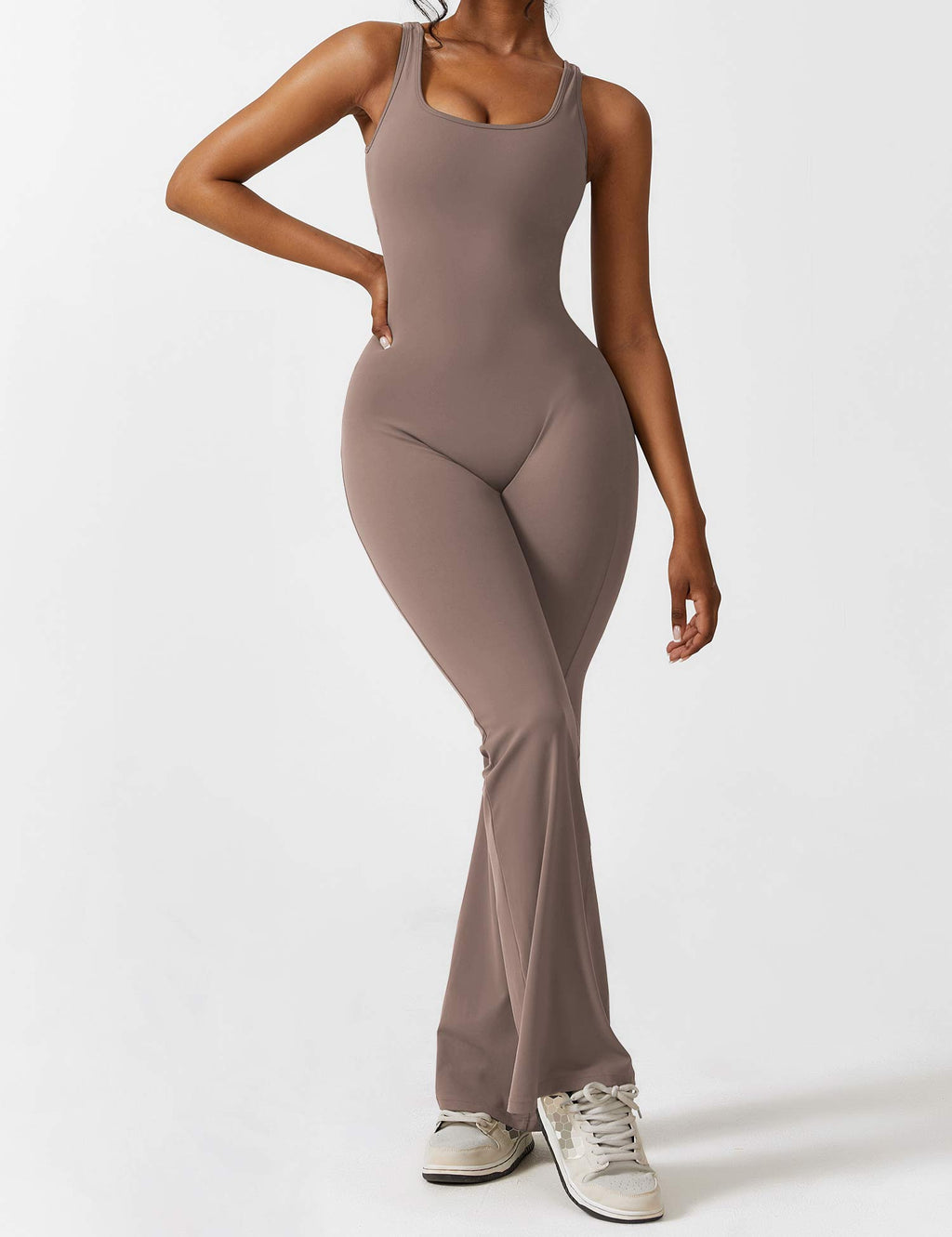 Livia Flared Jumpsuit Crepe Luxe Collection V Back Exclusive