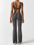 Livia Flared Jumpsuit Crepe Luxe Collection V Back Exclusive