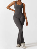 Livia Flared Jumpsuit Crepe Luxe Collection V Back Exclusive