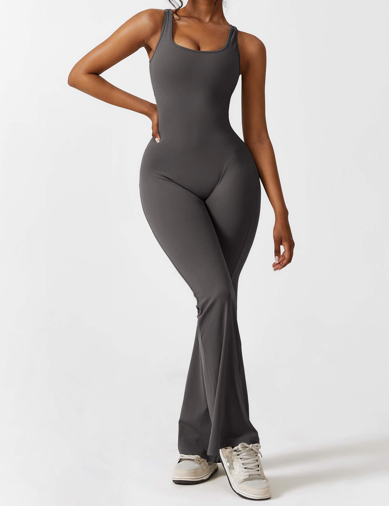 Livia Flared Jumpsuit Crepe Luxe Collection V Back Exclusive