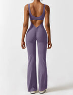 Livia Flared Jumpsuit Crepe Luxe Collection V Back Exclusive