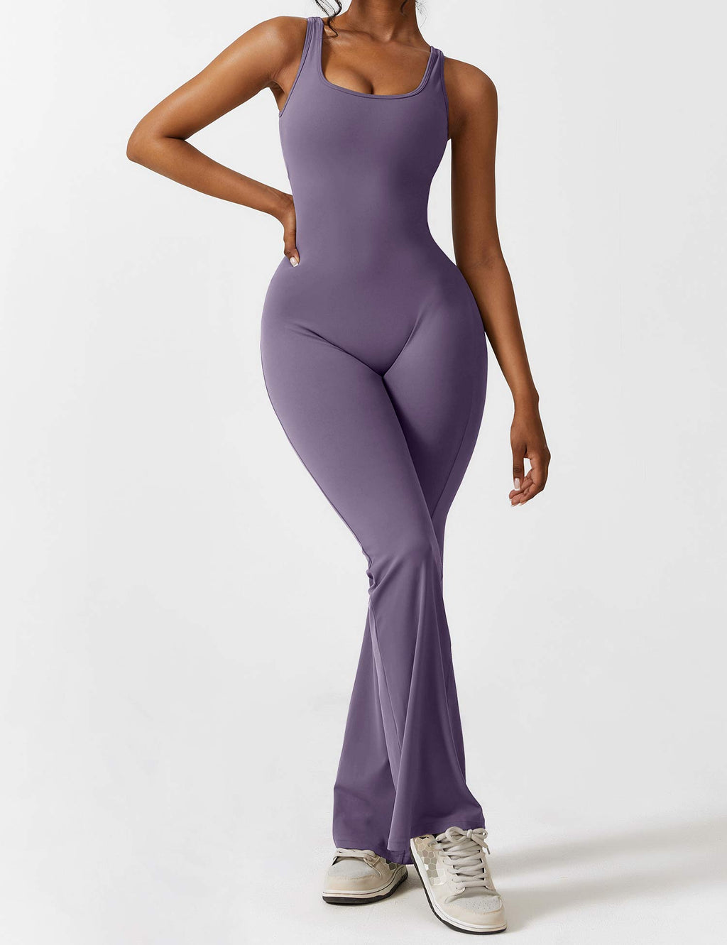 Livia Flared Jumpsuit Crepe Luxe Collection V Back Exclusive