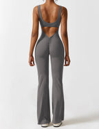 Livia Flared Jumpsuit Crepe Luxe Collection V Back Exclusive