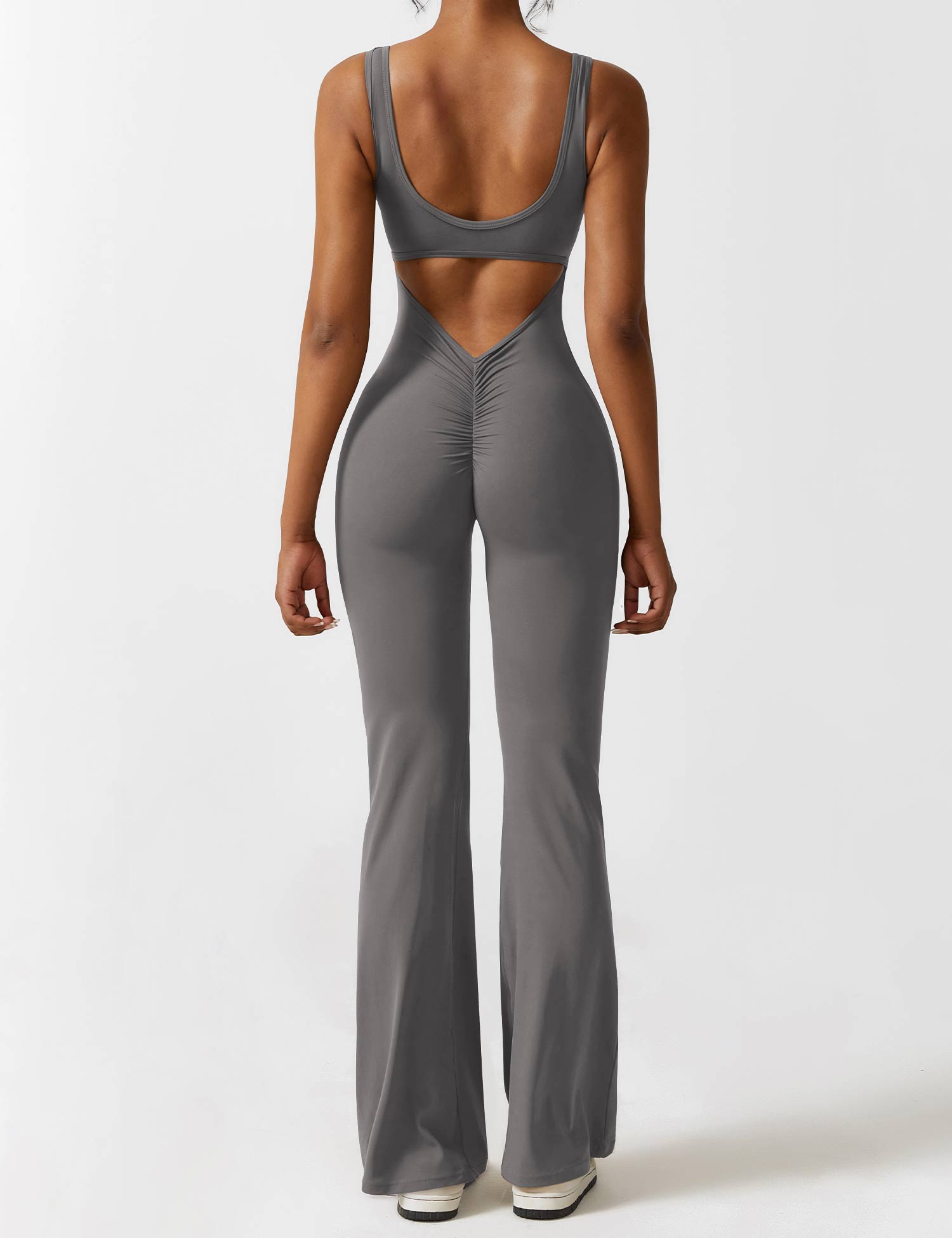 Livia Flared Jumpsuit Crepe Luxe Collection V Back Exclusive