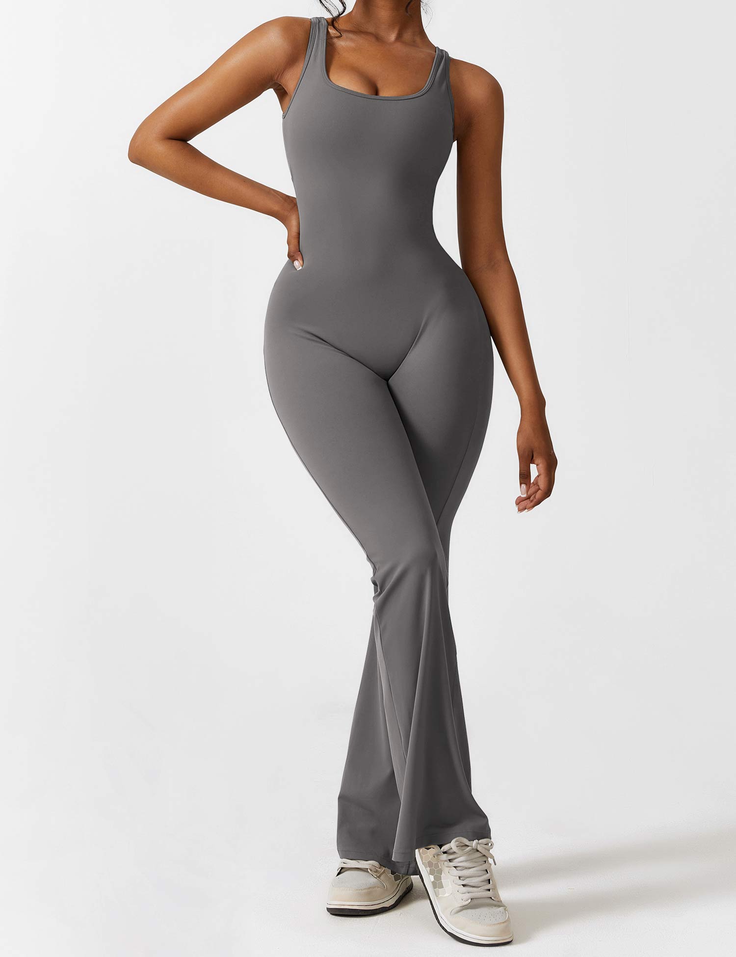 Livia Flared Jumpsuit Crepe Luxe Collection V Back Exclusive