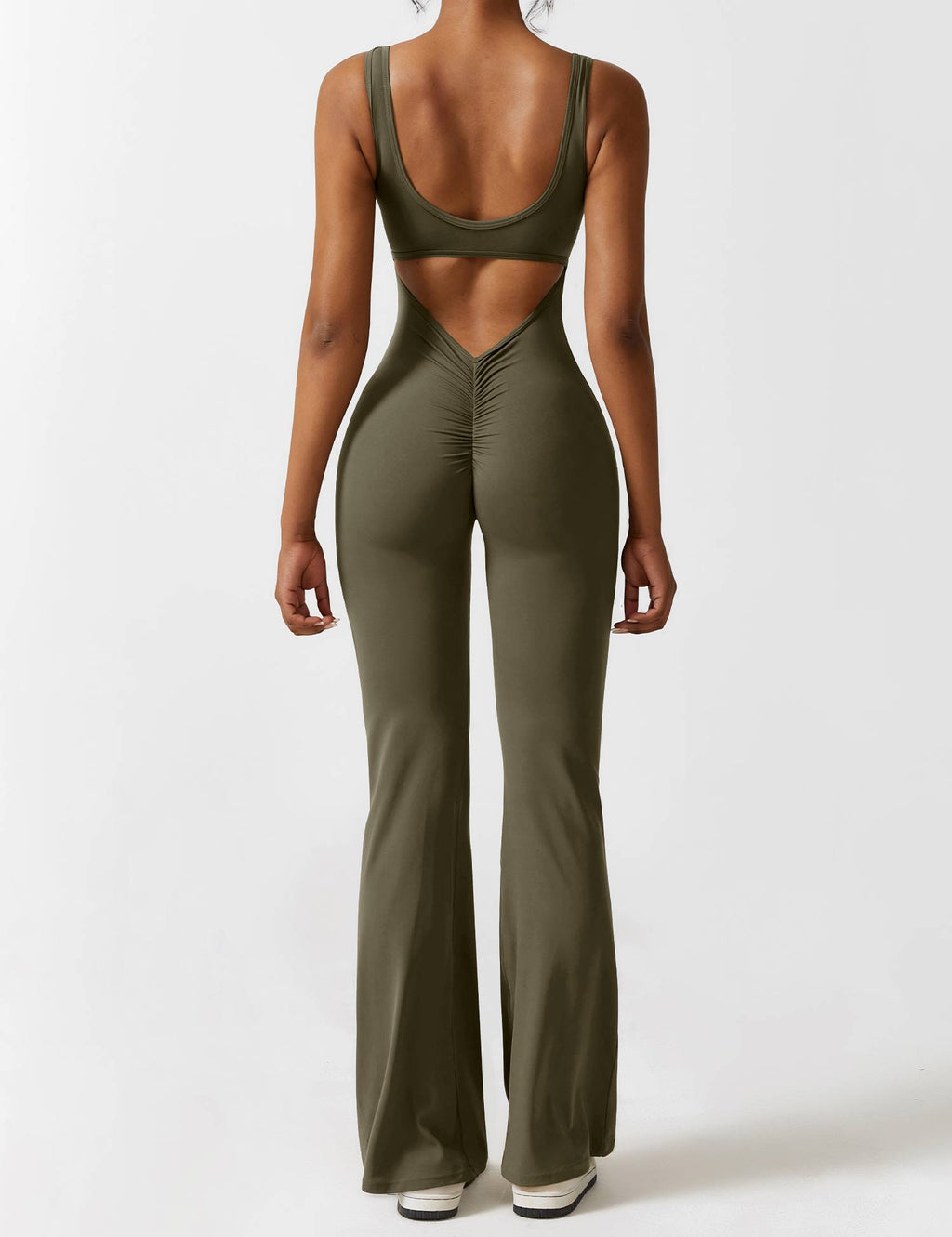 Livia Flared Jumpsuit Crepe Luxe Collection V Back Exclusive