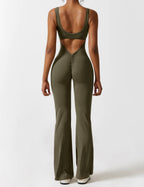 Livia Flared Jumpsuit Crepe Luxe Collection V Back Exclusive