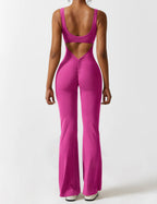 Livia Flared Jumpsuit Crepe Luxe Collection V Back Exclusive