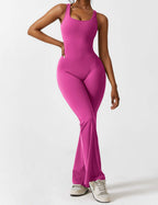 Livia Flared Jumpsuit Crepe Luxe Collection V Back Exclusive