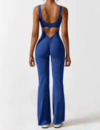 Livia Flared Jumpsuit Crepe Luxe Collection V Back Exclusive