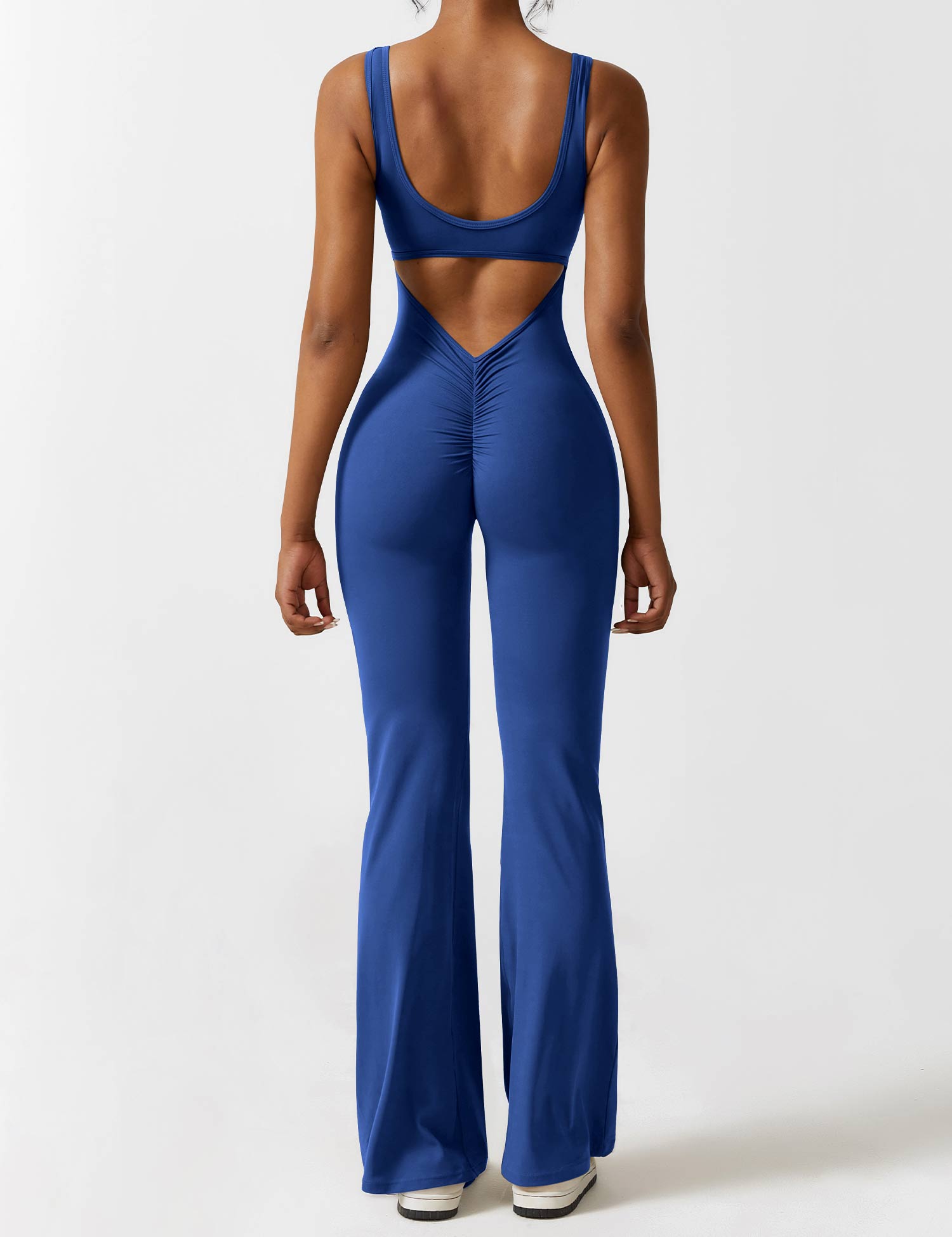 Livia Flared Jumpsuit Crepe Luxe Collection V Back Exclusive