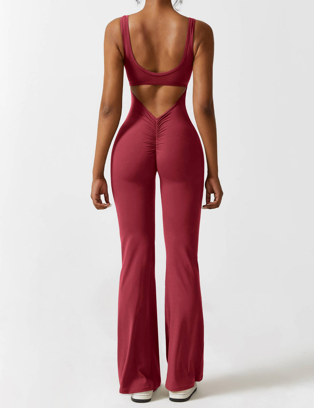 Livia Flared Jumpsuit Crepe Luxe Collection V Back Exclusive