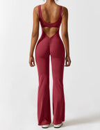 Livia Flared Jumpsuit Crepe Luxe Collection V Back Exclusive