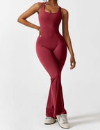 Livia Flared Jumpsuit Crepe Luxe Collection V Back Exclusive