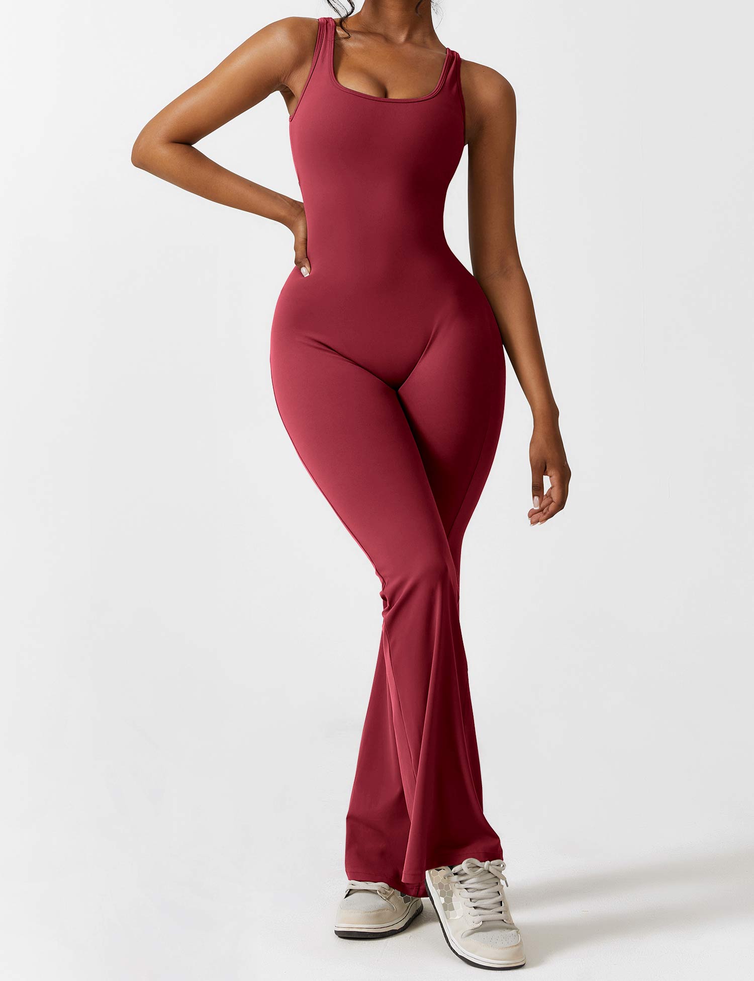 Livia Flared Jumpsuit Crepe Luxe Collection V Back Exclusive