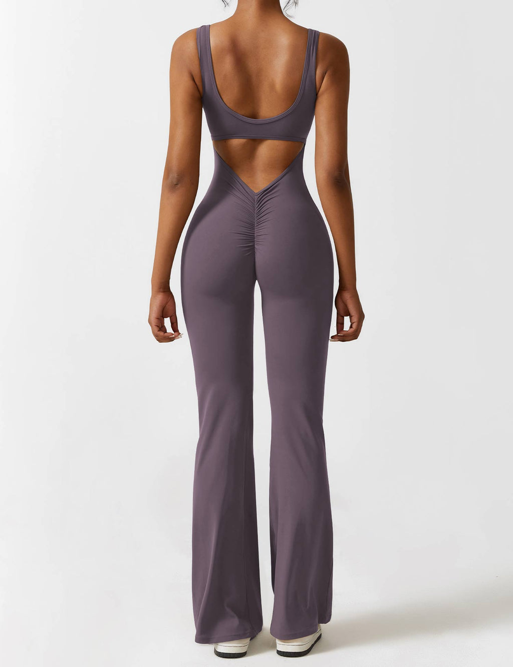 Livia Flared Jumpsuit Crepe Luxe Collection V Back Exclusive